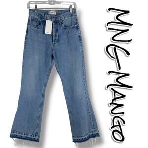 New With Tags MNG Jeans by Mango Isela Jeans Flare Crop Raw Hem Womens Size 4
